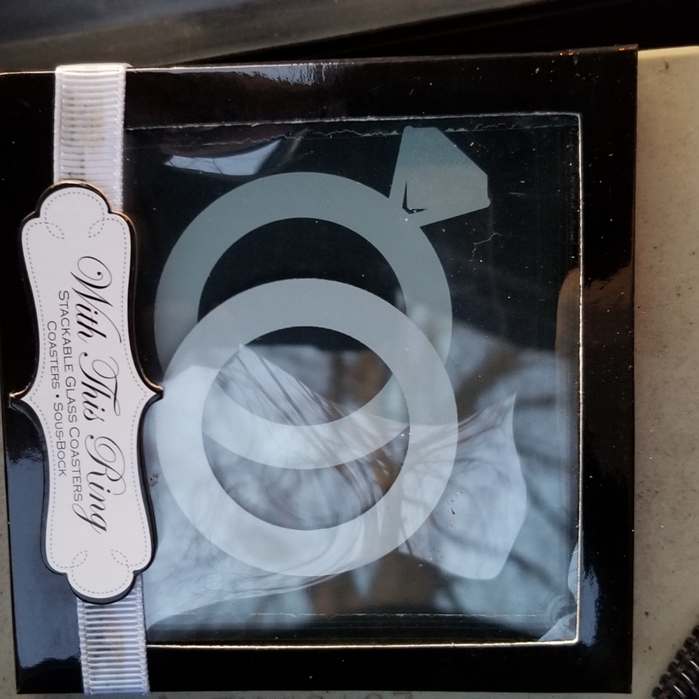 Kate Aspen Glass Wedding Coasters